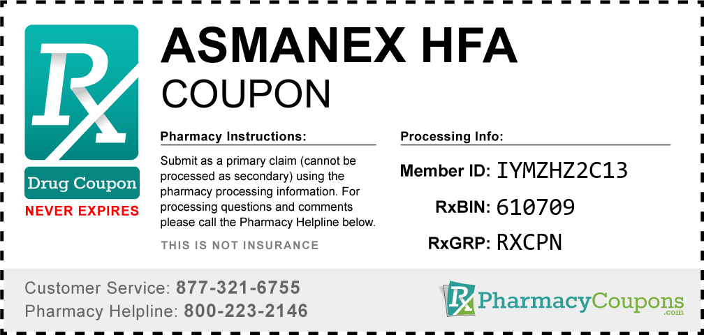 Asmanex hfa Prescription Drug Coupon with Pharmacy Savings