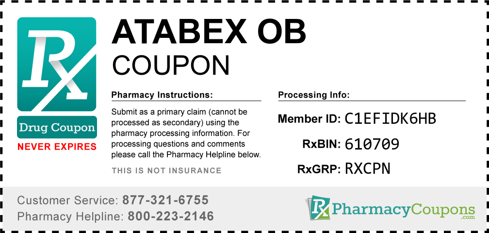 Atabex ob Prescription Drug Coupon with Pharmacy Savings