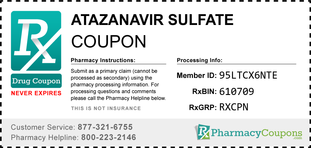 Atazanavir sulfate Prescription Drug Coupon with Pharmacy Savings