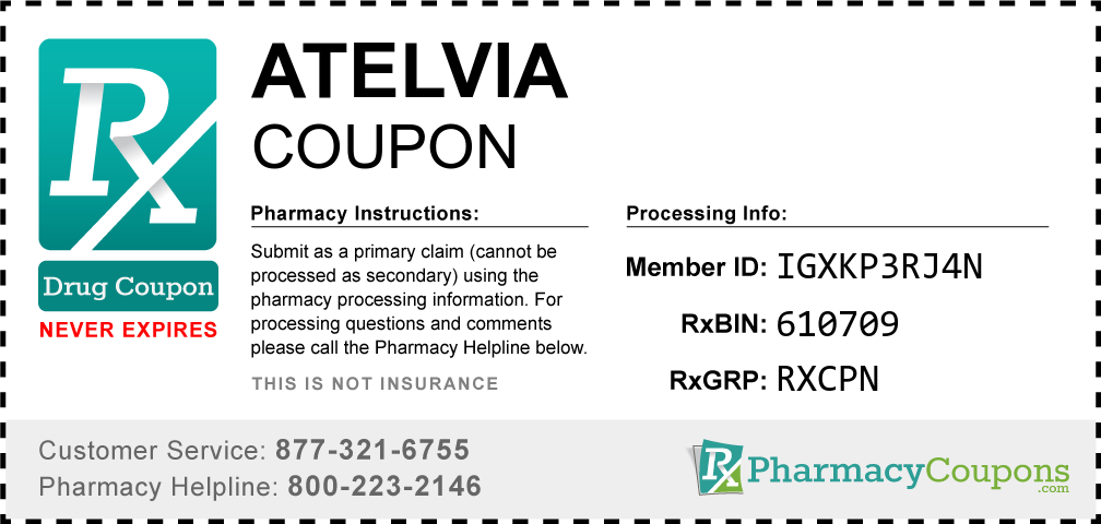 Atelvia Prescription Drug Coupon with Pharmacy Savings