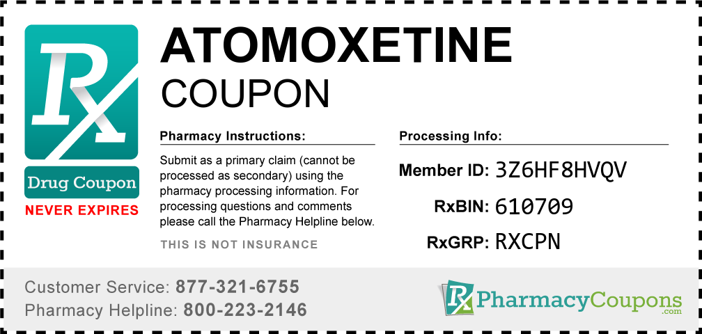 Atomoxetine Prescription Drug Coupon with Pharmacy Savings