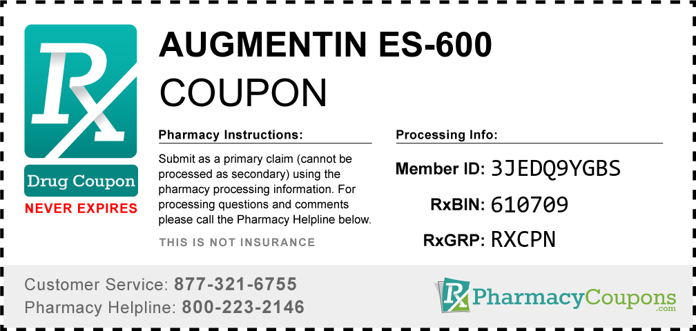 Augmentin es-600 Prescription Drug Coupon with Pharmacy Savings