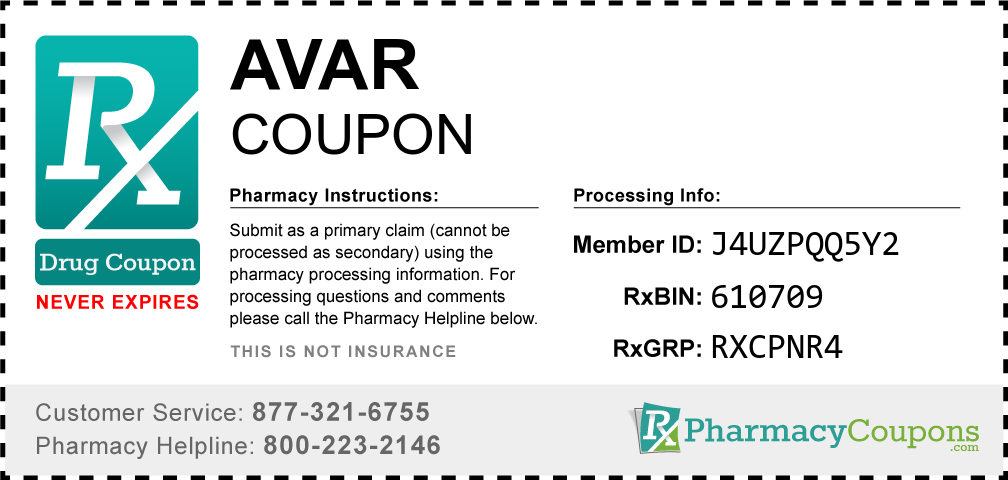 Avar Prescription Drug Coupon with Pharmacy Savings