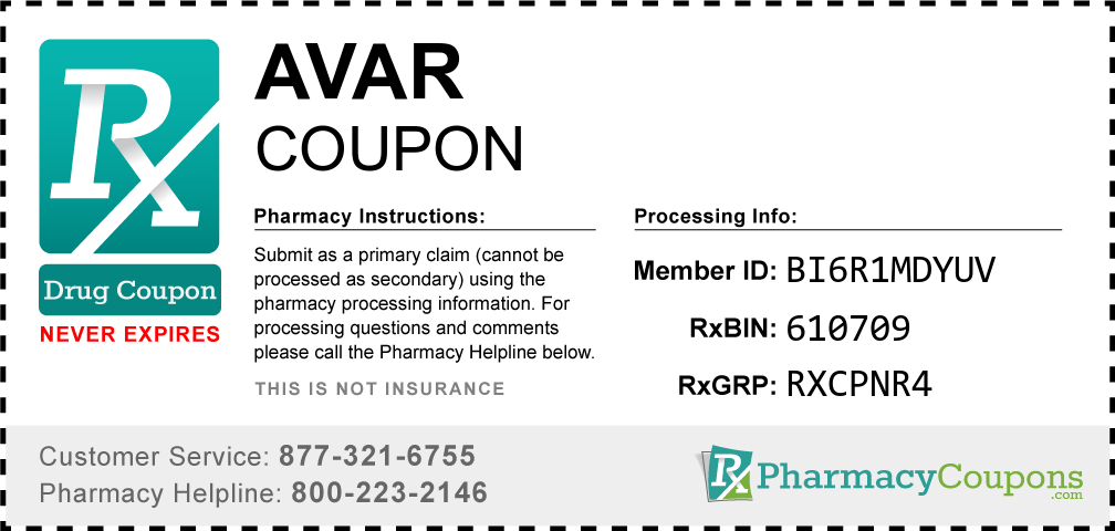 Avar Prescription Drug Coupon with Pharmacy Savings