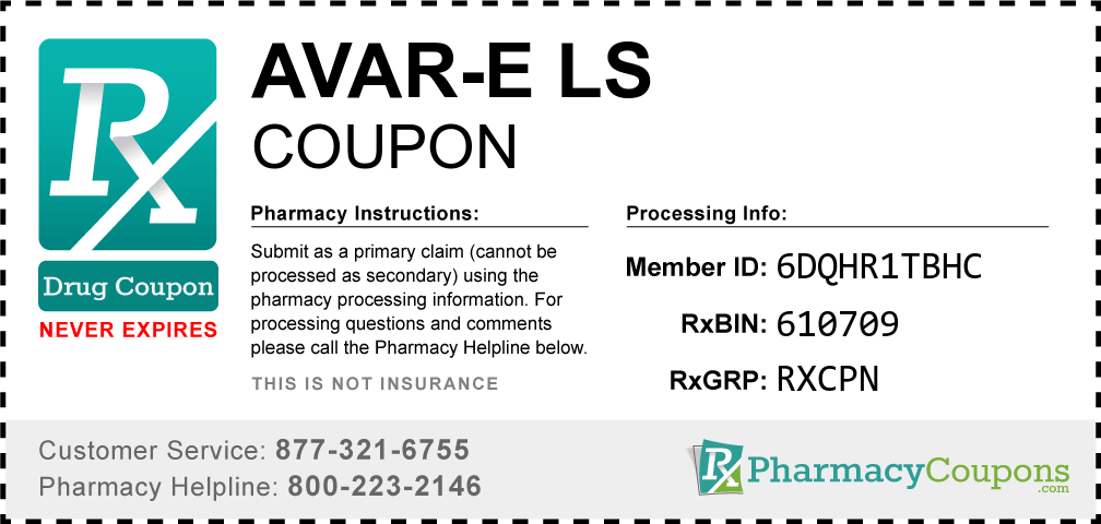 Avar-e ls Prescription Drug Coupon with Pharmacy Savings