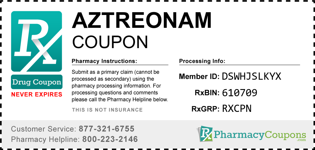 Aztreonam Prescription Drug Coupon with Pharmacy Savings