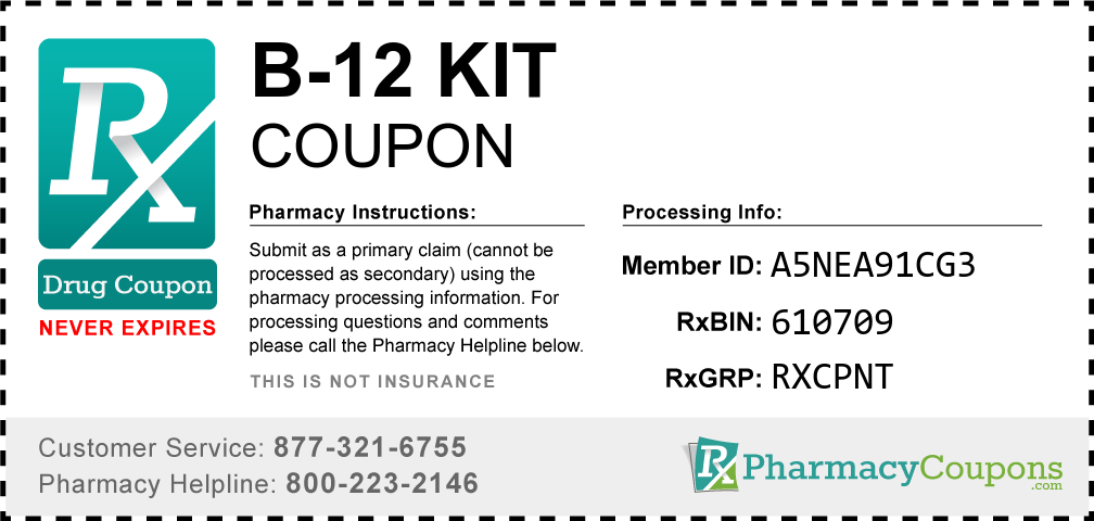 B-12 kit Prescription Drug Coupon with Pharmacy Savings