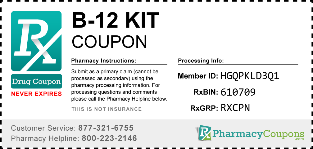 B-12 kit Prescription Drug Coupon with Pharmacy Savings