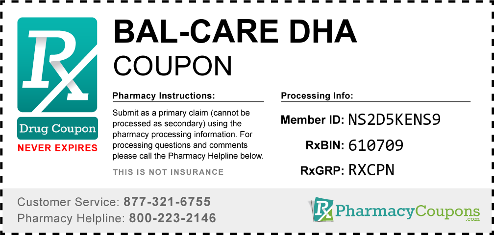 Bal-care dha Prescription Drug Coupon with Pharmacy Savings
