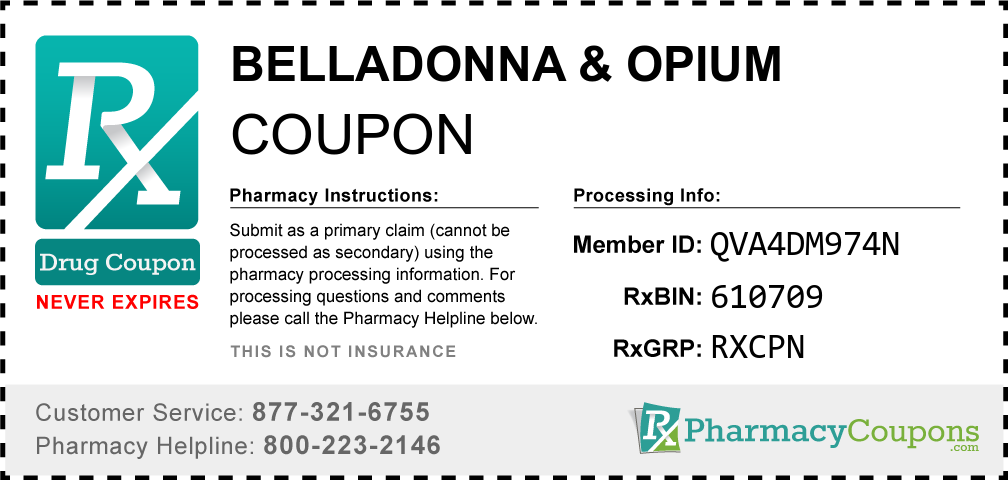 Belladonna & opium Prescription Drug Coupon with Pharmacy Savings