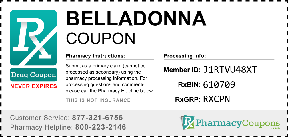 Belladonna Prescription Drug Coupon with Pharmacy Savings