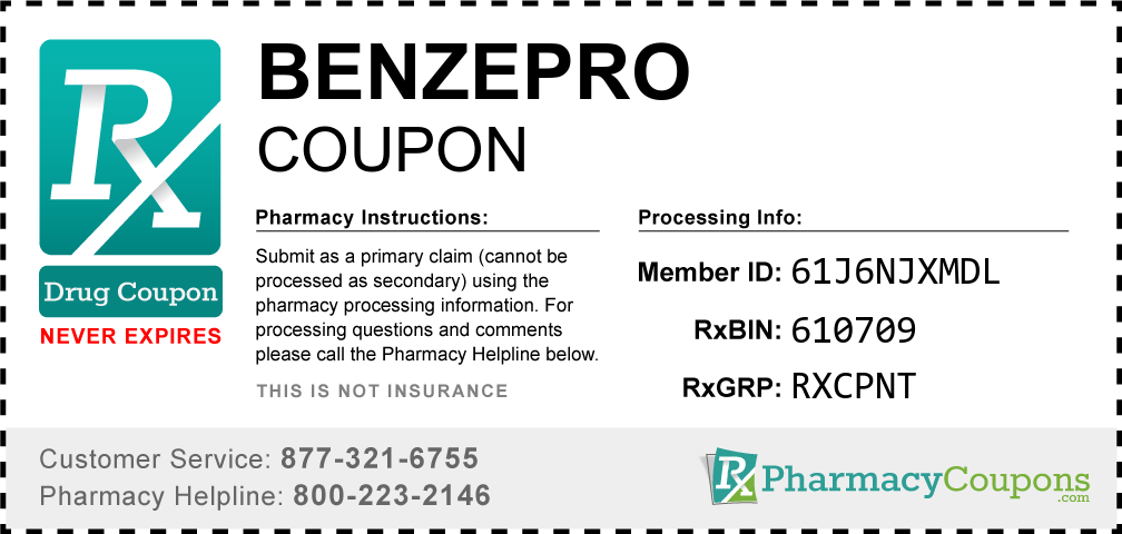 Benzepro Prescription Drug Coupon with Pharmacy Savings