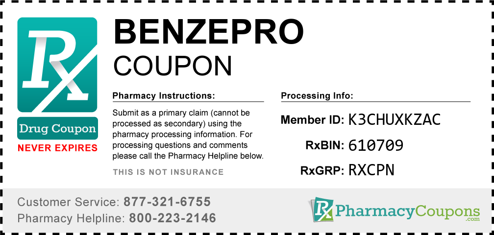 Benzepro Prescription Drug Coupon with Pharmacy Savings