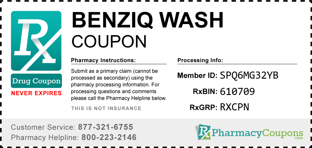 Benziq wash Prescription Drug Coupon with Pharmacy Savings