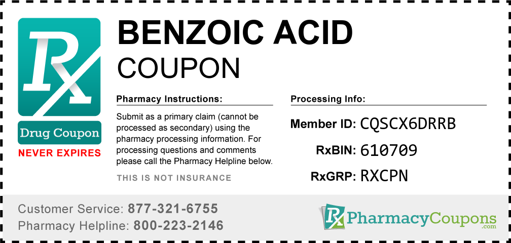 Benzoic acid Prescription Drug Coupon with Pharmacy Savings