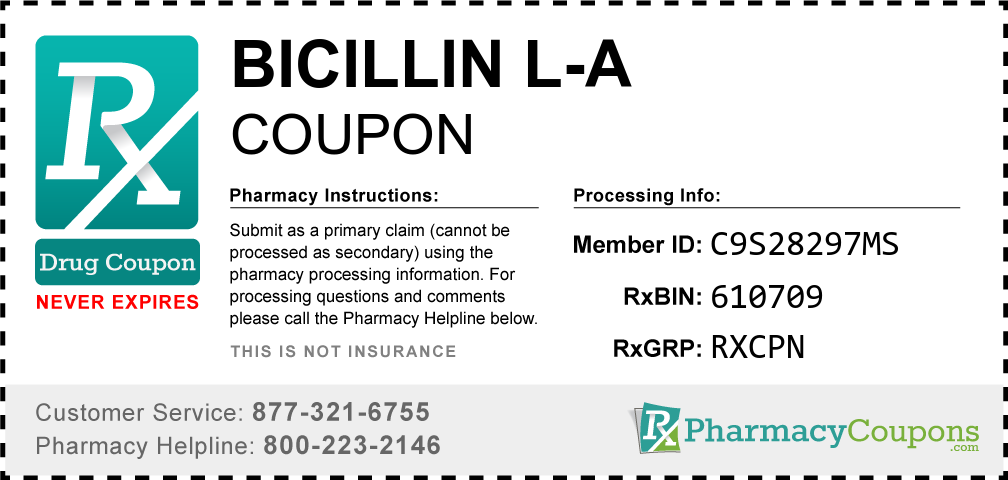 Bicillin l-a Prescription Drug Coupon with Pharmacy Savings