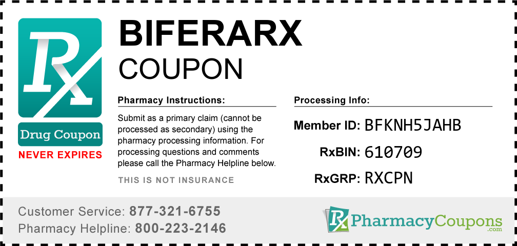 Biferarx Prescription Drug Coupon with Pharmacy Savings