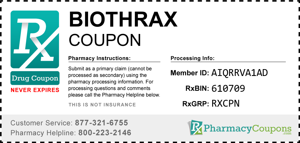 Biothrax Prescription Drug Coupon with Pharmacy Savings