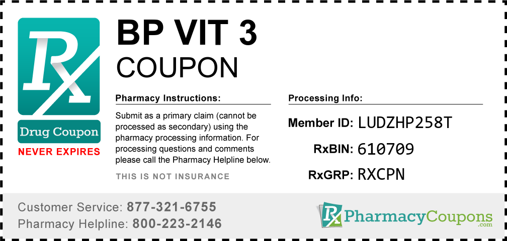 Bp vit 3 Prescription Drug Coupon with Pharmacy Savings