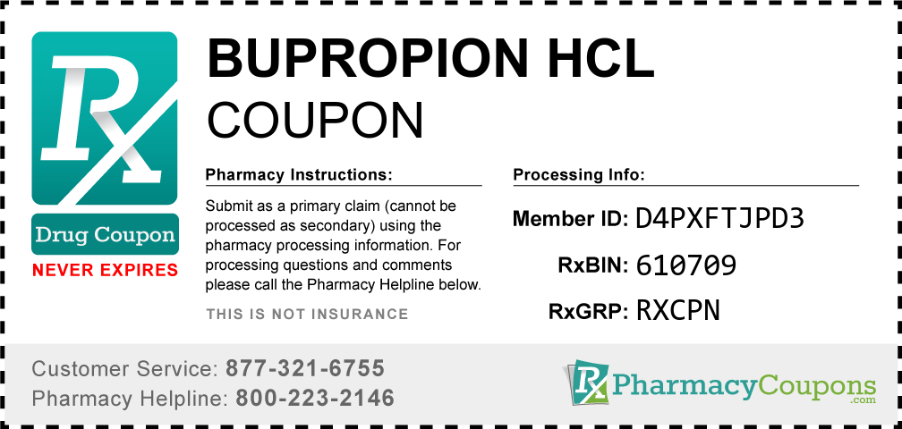 Bupropion hcl Prescription Drug Coupon with Pharmacy Savings