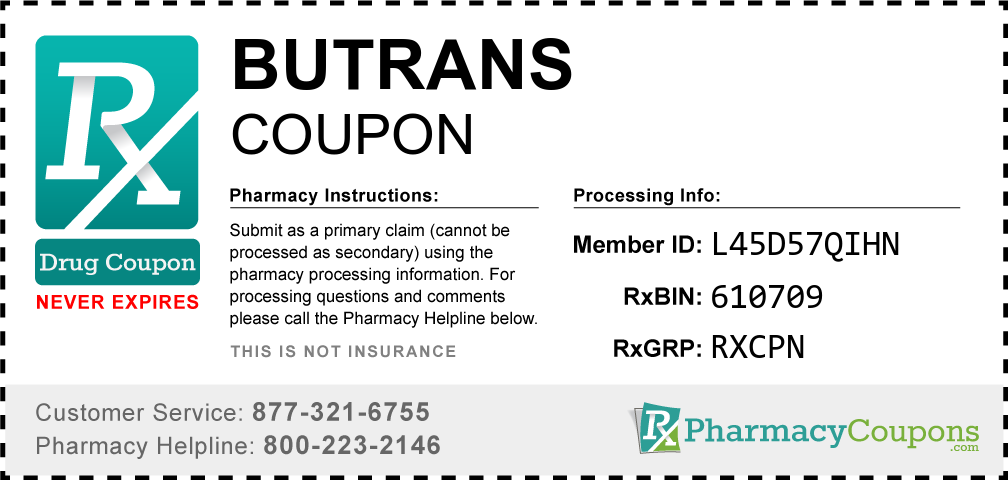 Butrans Prescription Drug Coupon with Pharmacy Savings