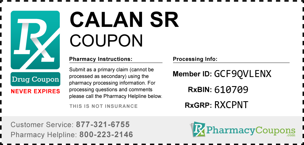 Calan sr Prescription Drug Coupon with Pharmacy Savings