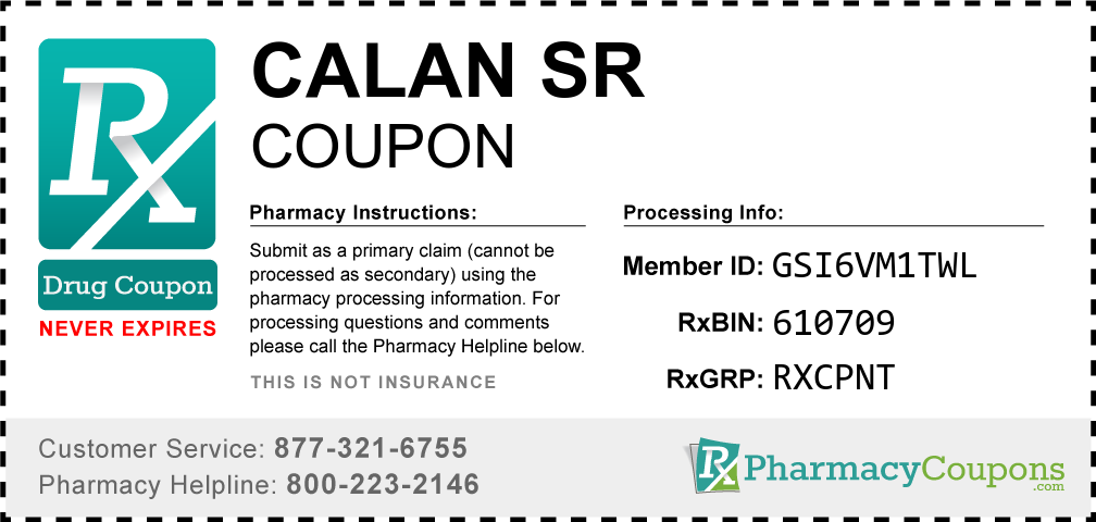 Calan sr Prescription Drug Coupon with Pharmacy Savings