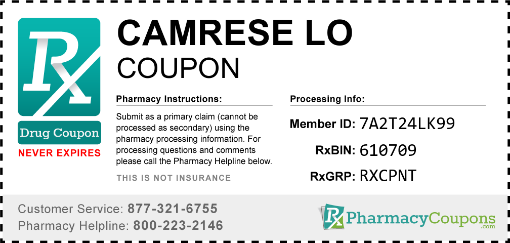 Camrese lo Prescription Drug Coupon with Pharmacy Savings