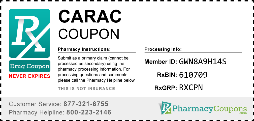 Carac Prescription Drug Coupon with Pharmacy Savings