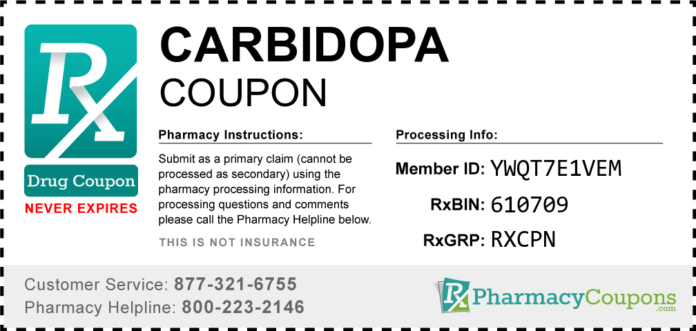 Carbidopa Prescription Drug Coupon with Pharmacy Savings