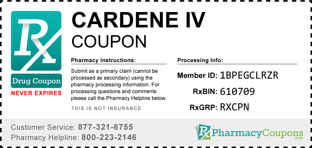 Cardene iv Prescription Drug Coupon with Pharmacy Savings