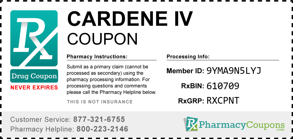 Cardene iv Prescription Drug Coupon with Pharmacy Savings