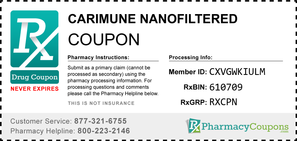 Carimune nanofiltered Prescription Drug Coupon with Pharmacy Savings