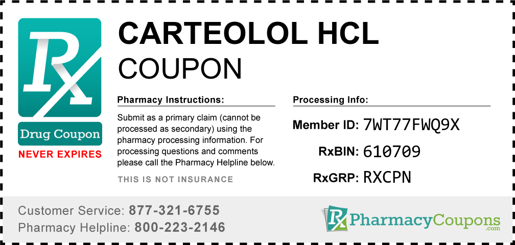Carteolol hcl Prescription Drug Coupon with Pharmacy Savings