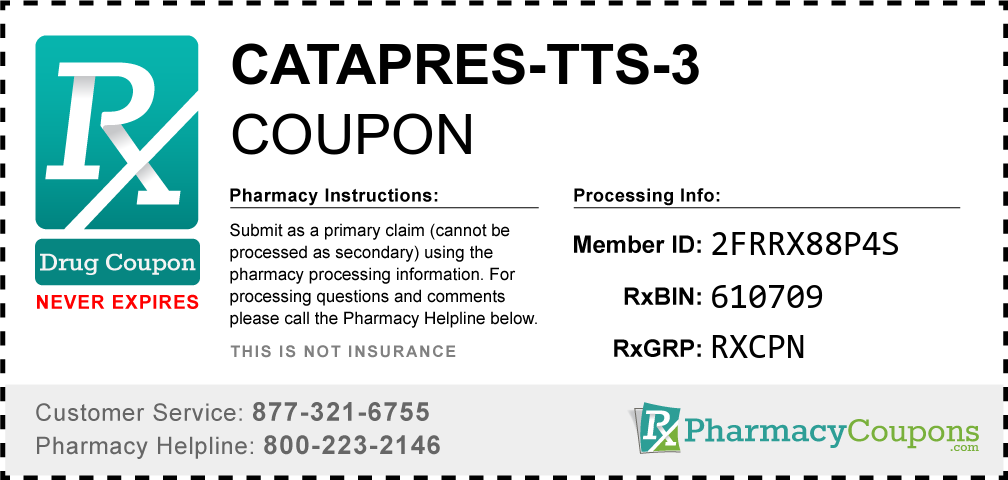Catapres-tts-3 Prescription Drug Coupon with Pharmacy Savings