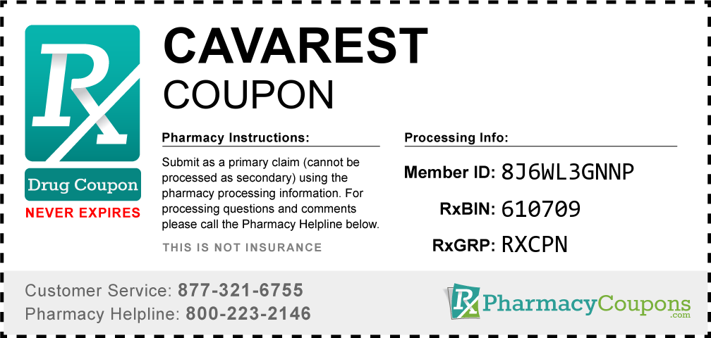 Cavarest Prescription Drug Coupon with Pharmacy Savings