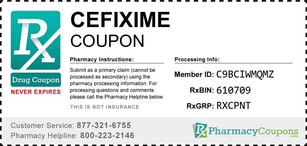 Cefixime Prescription Drug Coupon with Pharmacy Savings