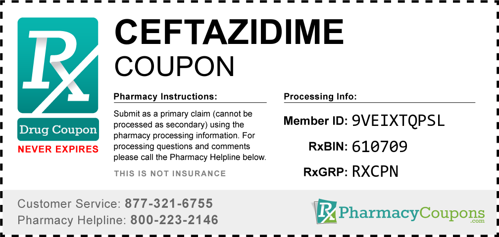 Ceftazidime Prescription Drug Coupon with Pharmacy Savings