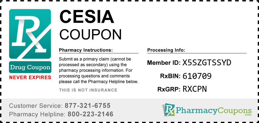 Cesia Prescription Drug Coupon with Pharmacy Savings