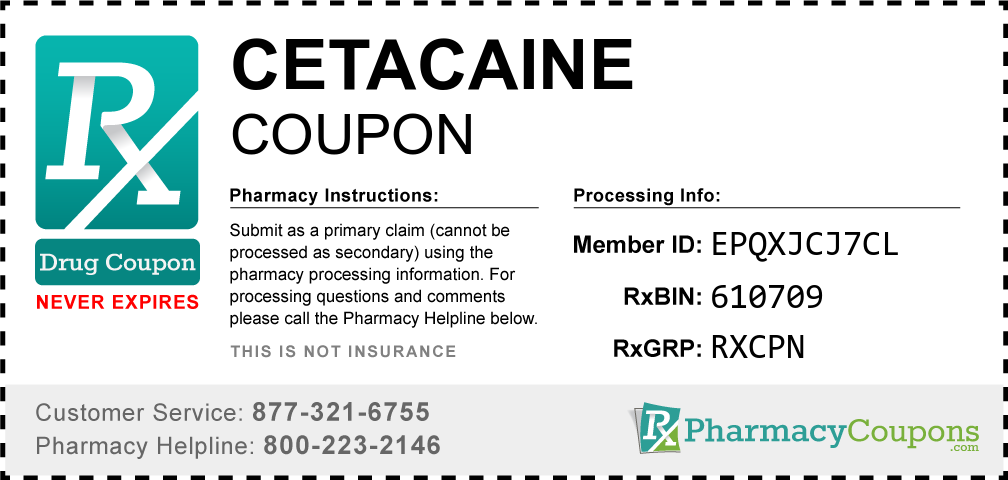 Cetacaine Prescription Drug Coupon with Pharmacy Savings