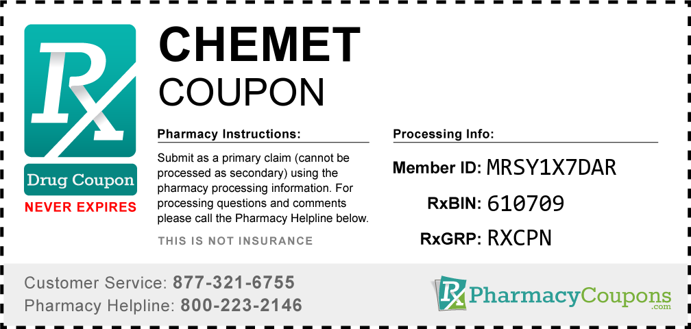 Chemet Prescription Drug Coupon with Pharmacy Savings