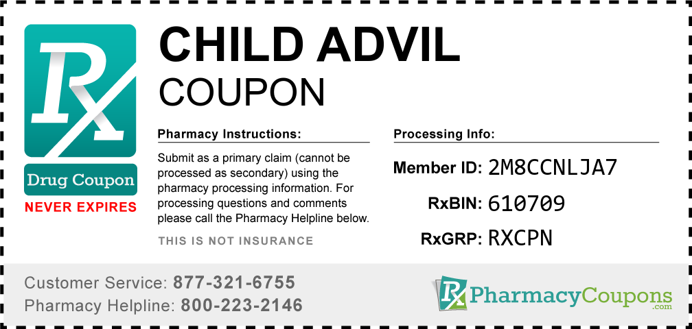 Child advil Prescription Drug Coupon with Pharmacy Savings