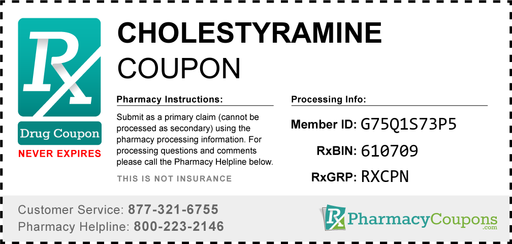 Cholestyramine Prescription Drug Coupon with Pharmacy Savings