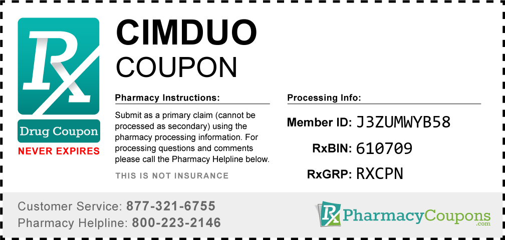 Cimduo Prescription Drug Coupon with Pharmacy Savings