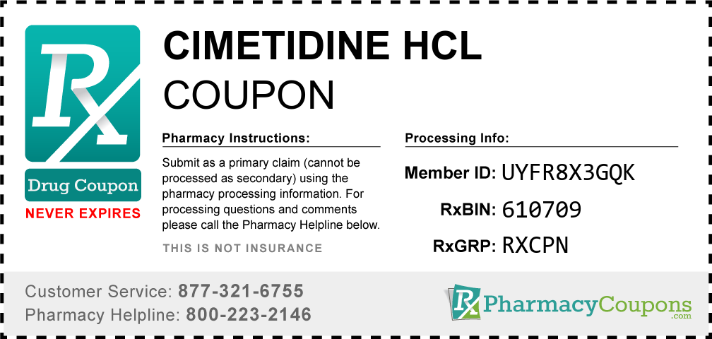 Cimetidine hcl Prescription Drug Coupon with Pharmacy Savings