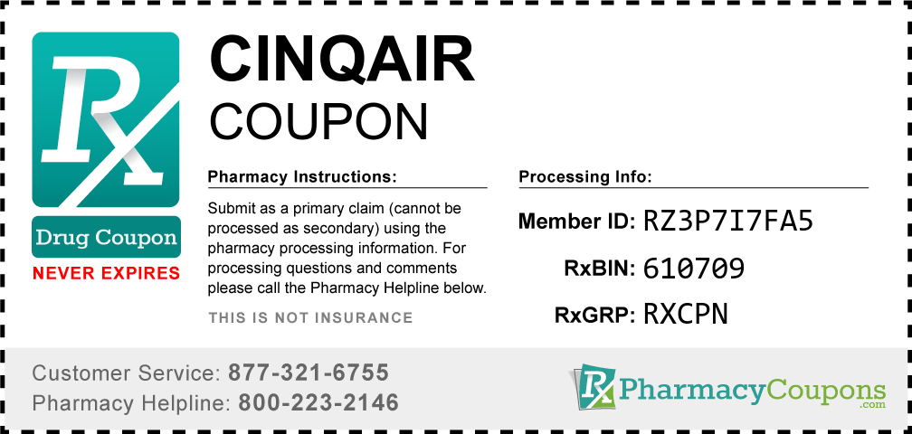Cinqair Prescription Drug Coupon with Pharmacy Savings
