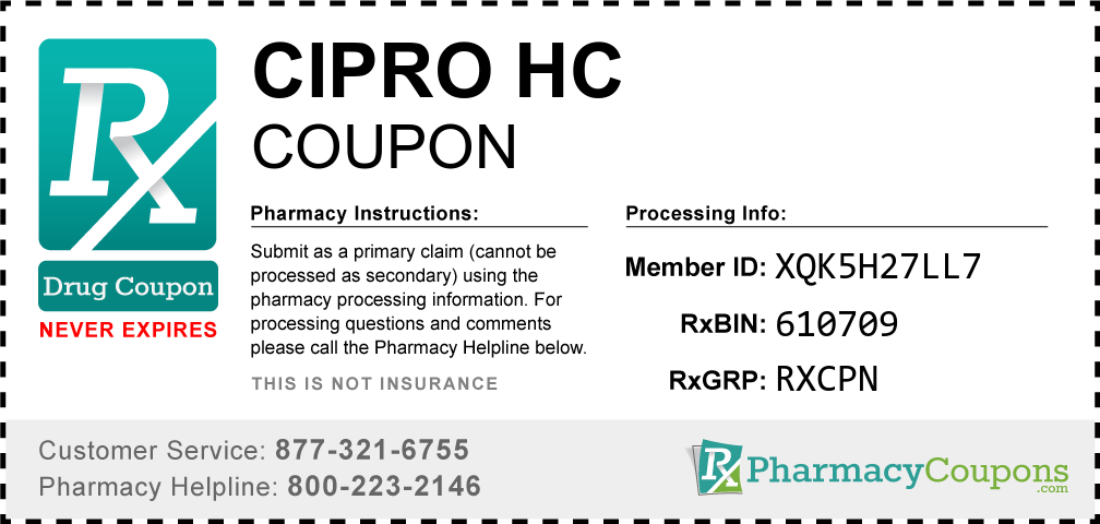 Cipro hc Prescription Drug Coupon with Pharmacy Savings