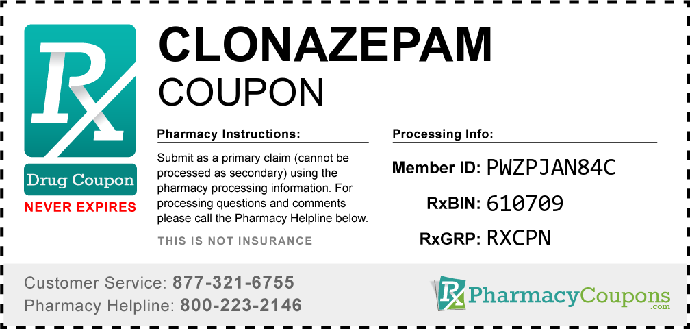 Clonazepam Prescription Drug Coupon with Pharmacy Savings