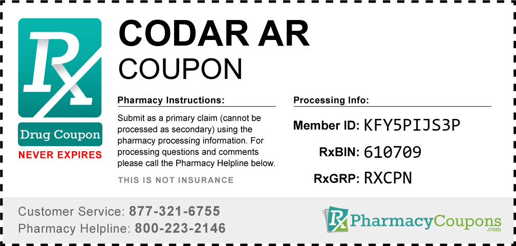Codar ar Prescription Drug Coupon with Pharmacy Savings