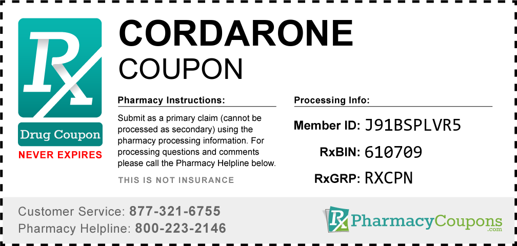 Cordarone Prescription Drug Coupon with Pharmacy Savings